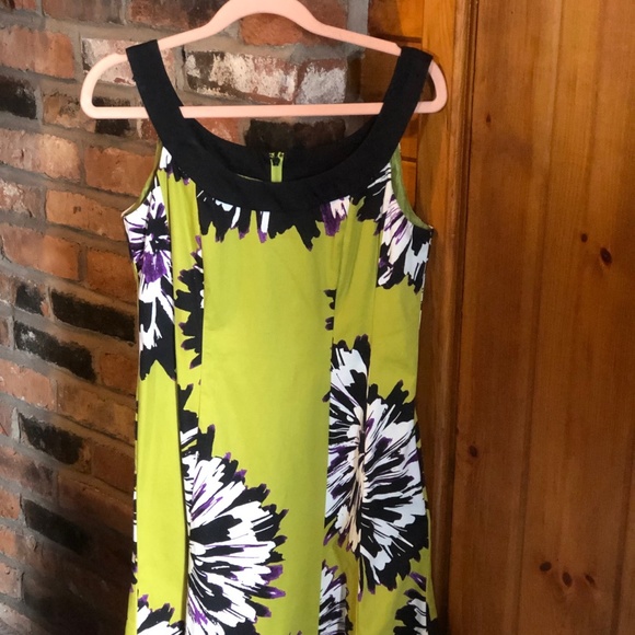 Chartreuse, violet and white Nine West Dress Size 4 - Picture 1 of 8